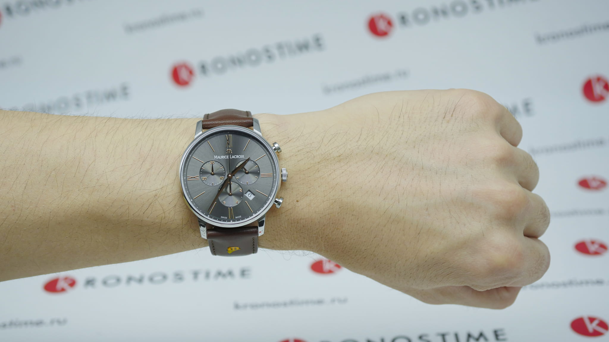 Maurice Lacroix Maurice Lacroix Eliros Chronograph EL1098-SS001-311-1  — детали корпуса и кожаный